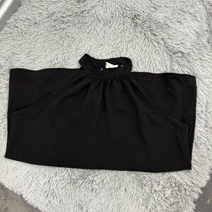 1.4.3.Story Black Halter Sleeveless Blouse Shirt Keyhole Made in USA Polyester L